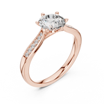 Load image into Gallery viewer, Pavé Sweep Solitaire lab grown diamond ring