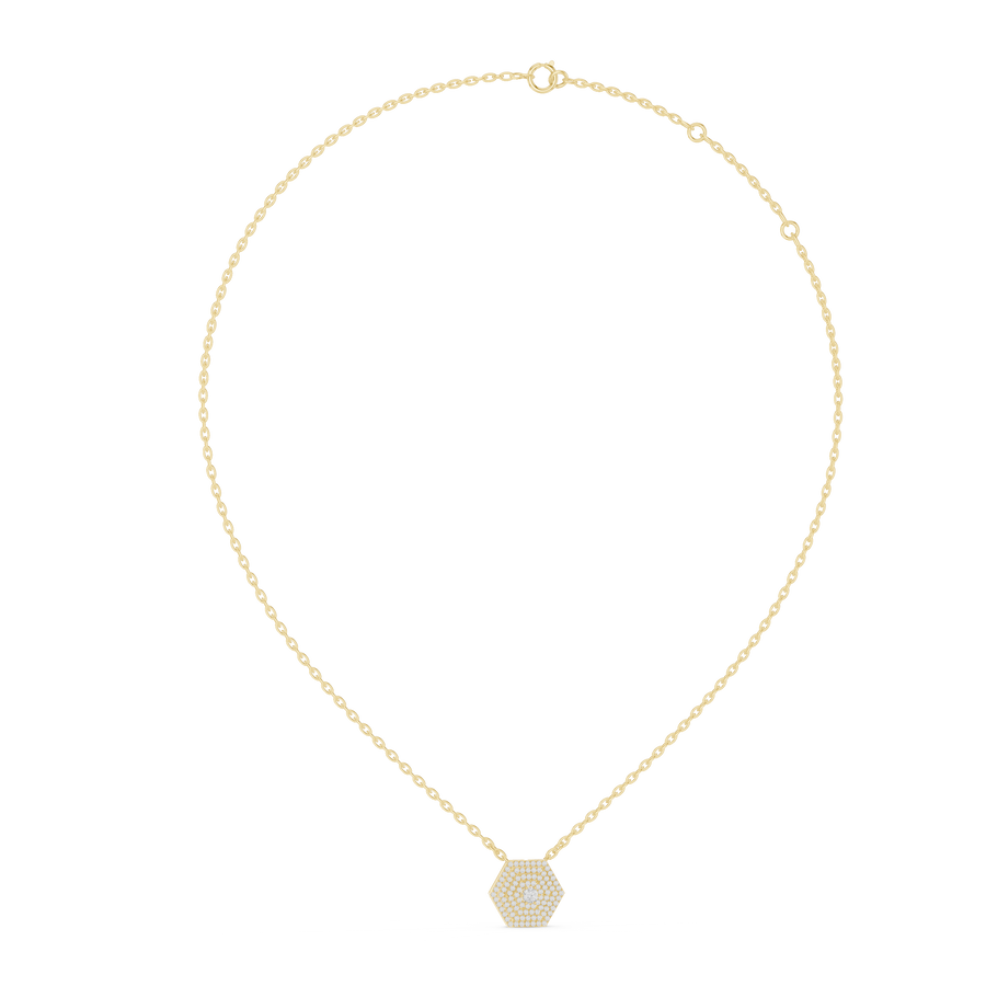 Radiant Hexagon Round Diamond Necklace