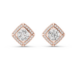 Load image into Gallery viewer, Diamond Cushion Halo Solitaire Studs
