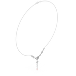 Load image into Gallery viewer, Floral Y-Drop Pearl Necklace — 0.39ct