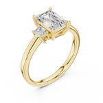 Load image into Gallery viewer, Élégance Emerald Three-Stone Diamond Ring