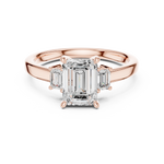 Load image into Gallery viewer, Élégance Emerald Three-Stone Diamond Ring