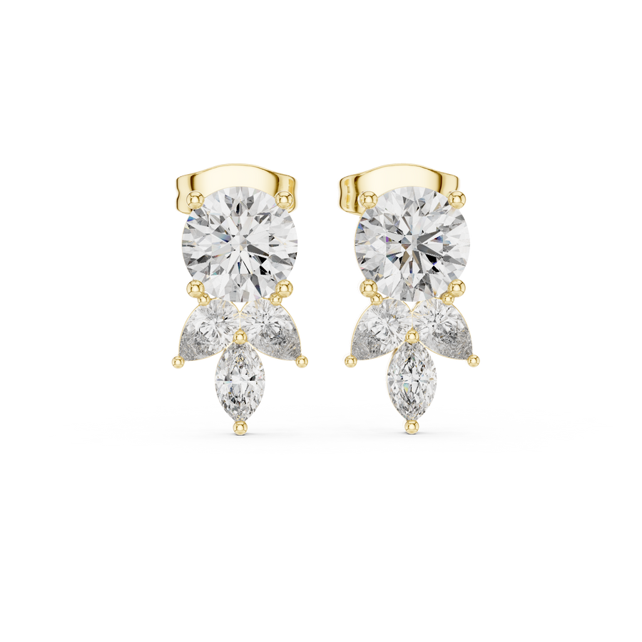 Peony Diamond Halo Stud Earrings