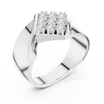 Load image into Gallery viewer, Collet Grid Signet Mens Ring — 0.45ct
