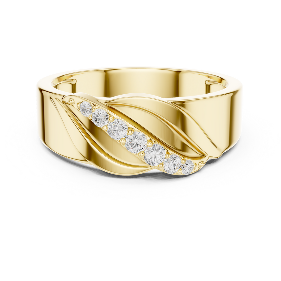 Graduated Diagonal Mens Ring — 0.14ct