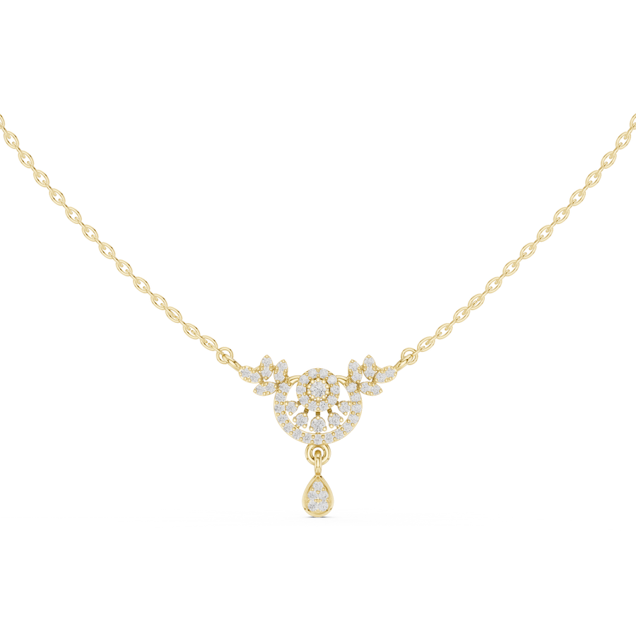 Floral Teardrop Drop Pendant — 0.29ct