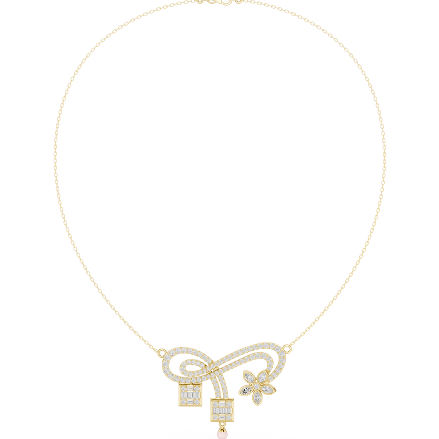 Ornate Scroll Floral Necklace — 3.01ct