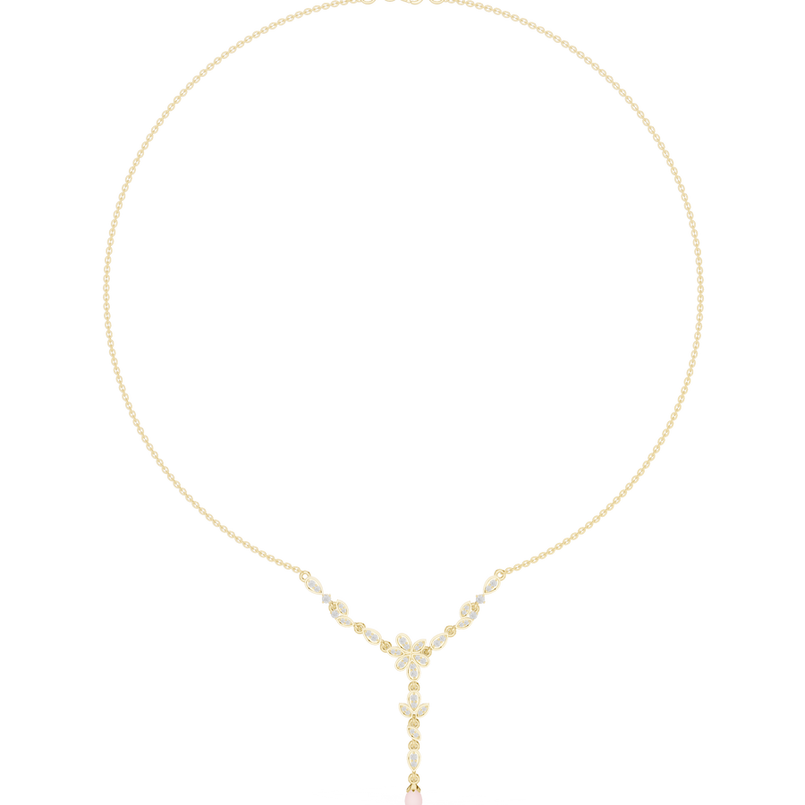 Floral Y-Drop Pearl Necklace — 0.39ct