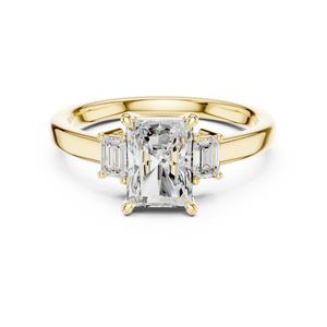 Dualité 1.50ct Radiant Diamond Ring with Emerald Accents