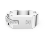 Load image into Gallery viewer, Angular Signet Mens Ring — 0.19ct