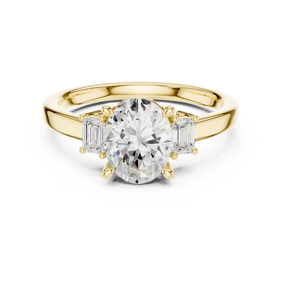 Marquette Oval Three-Stone Diamond Ring