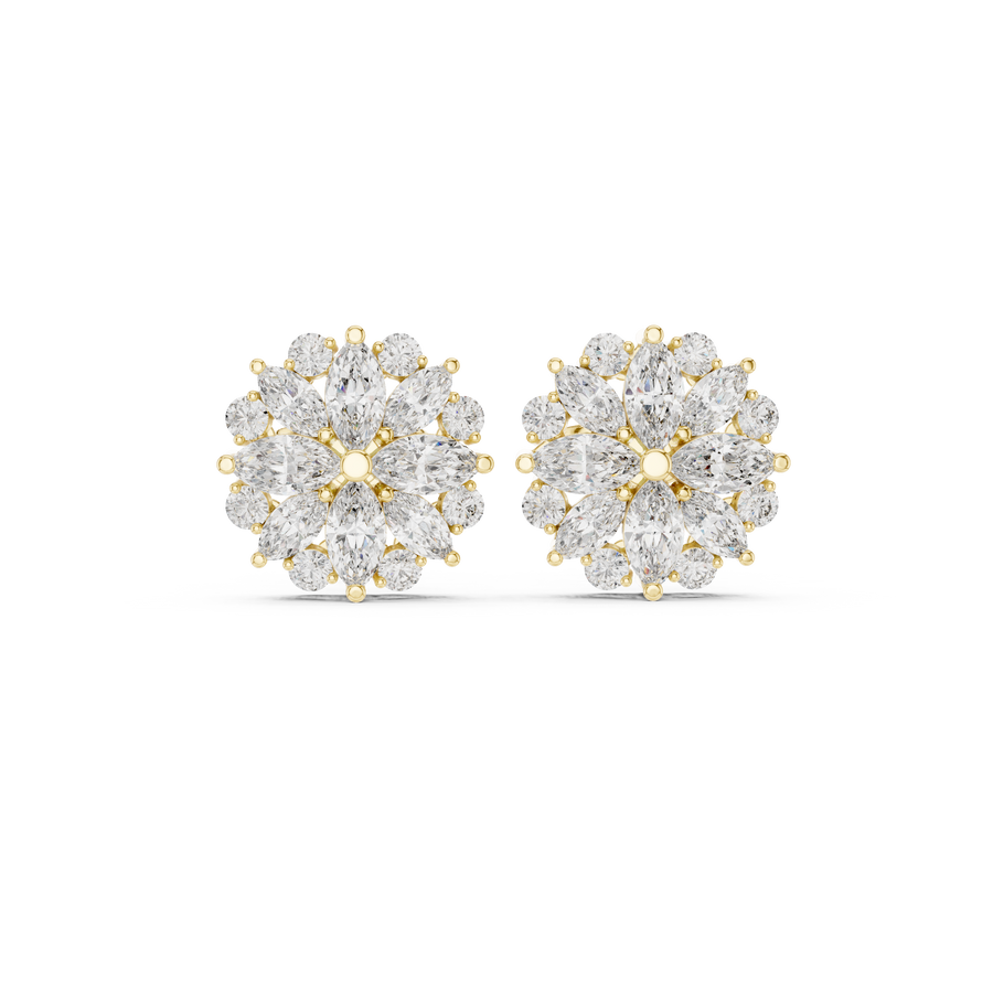 Dahlia Diamond Halo Stud Earrings
