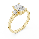 Load image into Gallery viewer, Dualité 1.50ct Radiant Diamond Ring with Emerald Accents