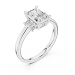 Load image into Gallery viewer, Dualité 1.50ct Radiant Diamond Ring with Emerald Accents