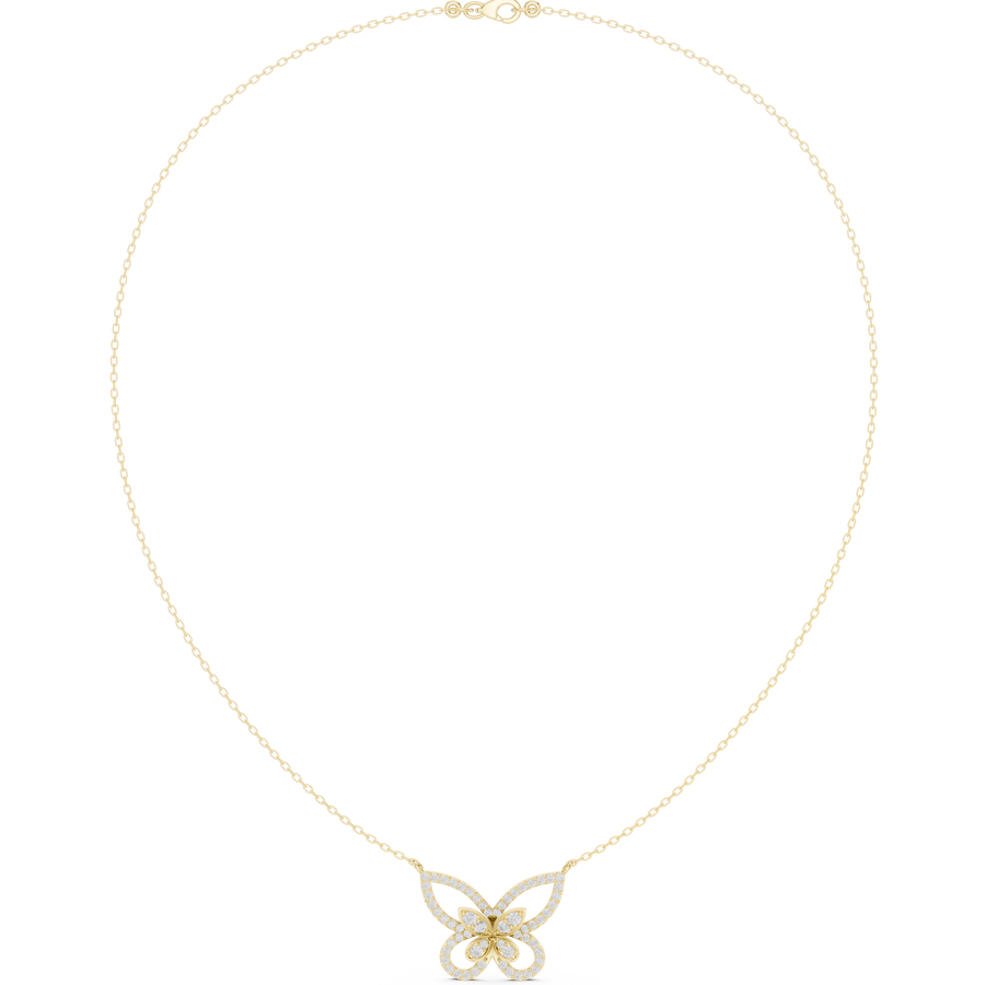 Diamond Butterfly Pendant Necklace — 0.73ct