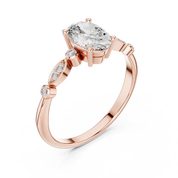Petal Side lab grown diamond ring