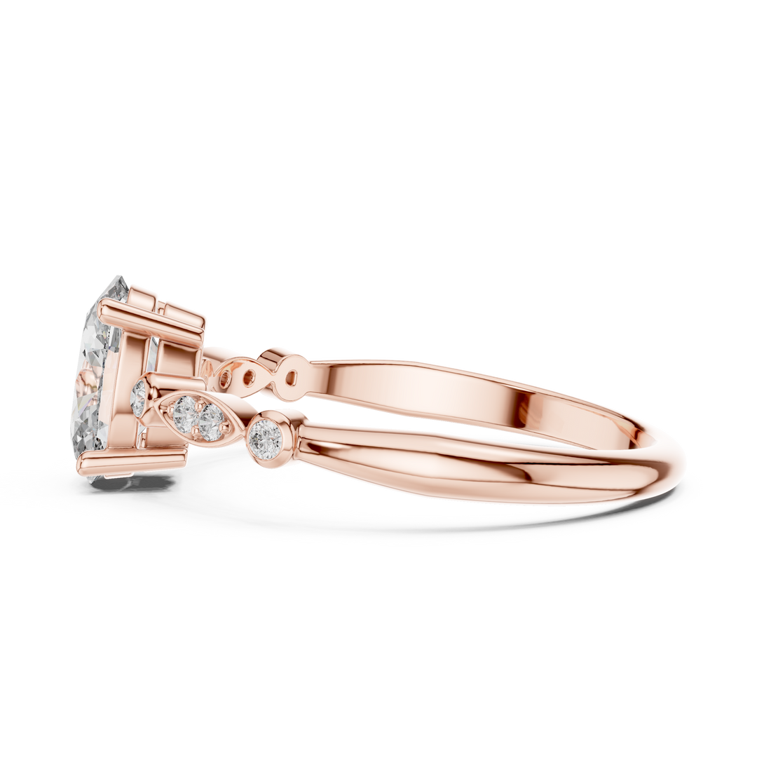 Petal Side lab grown diamond ring