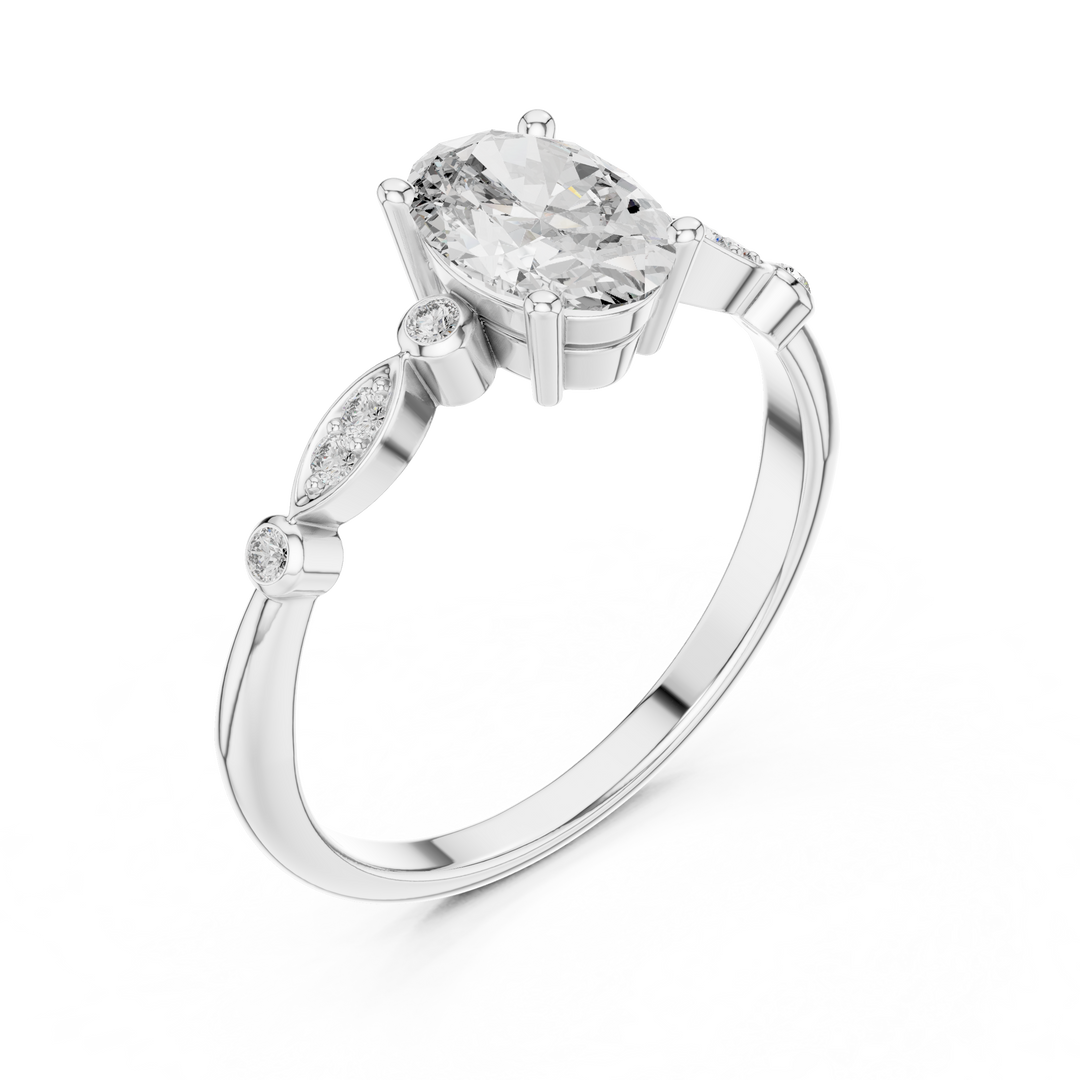 Petal Side lab grown diamond ring