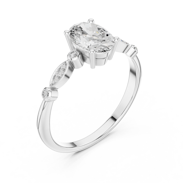 Petal Side lab grown diamond ring