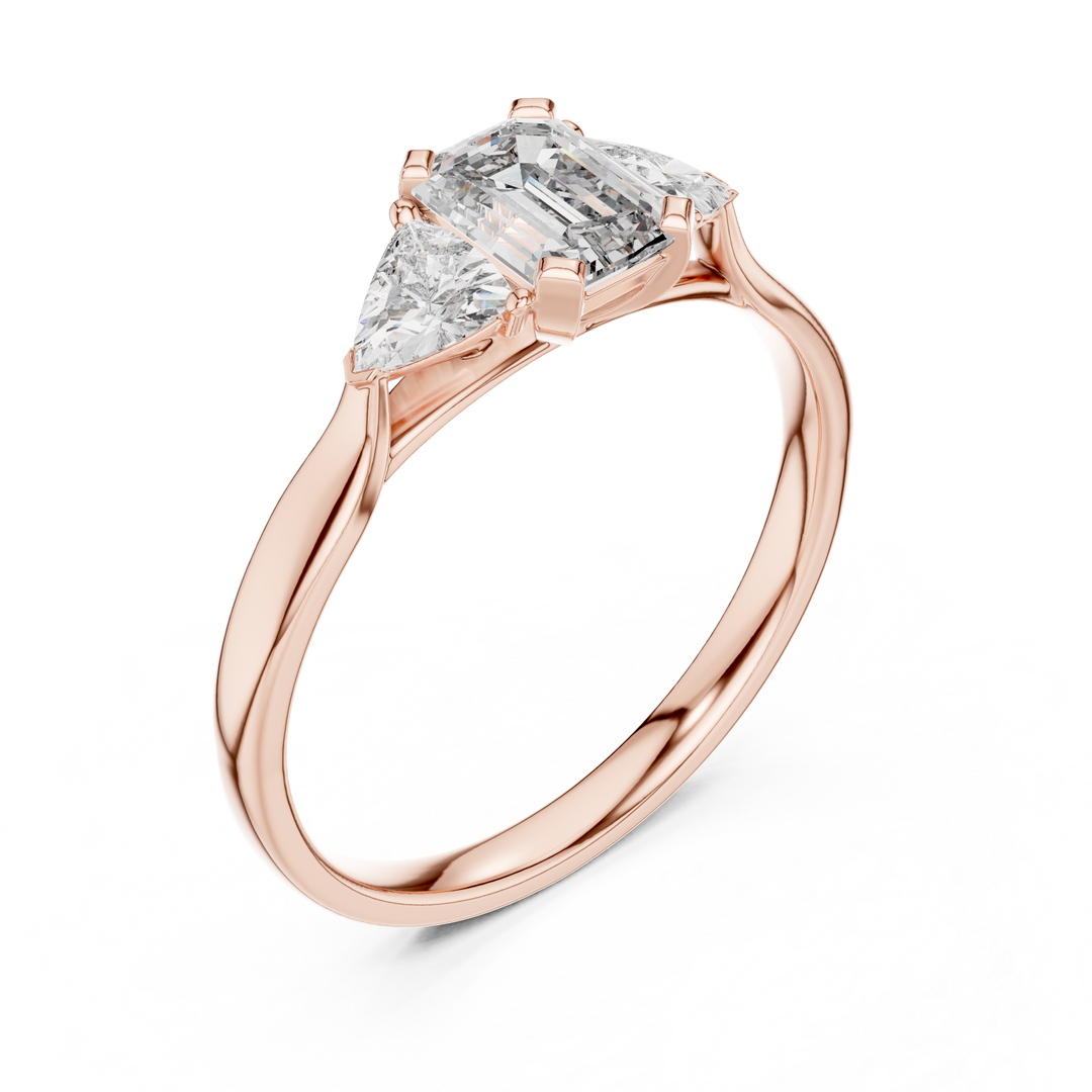 Emerald Trio lab grown diamond ring