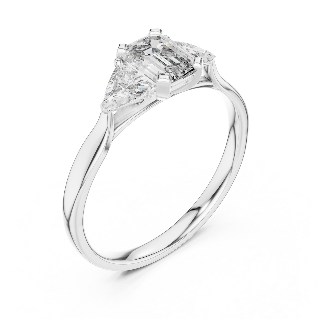 Emerald Trio lab grown diamond ring