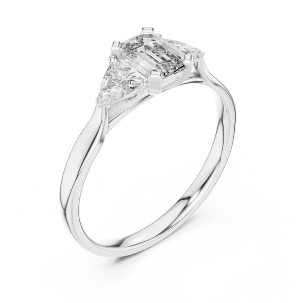 Emerald Trio lab grown diamond ring