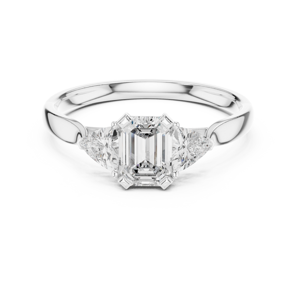 Emerald Trio lab grown diamond ring