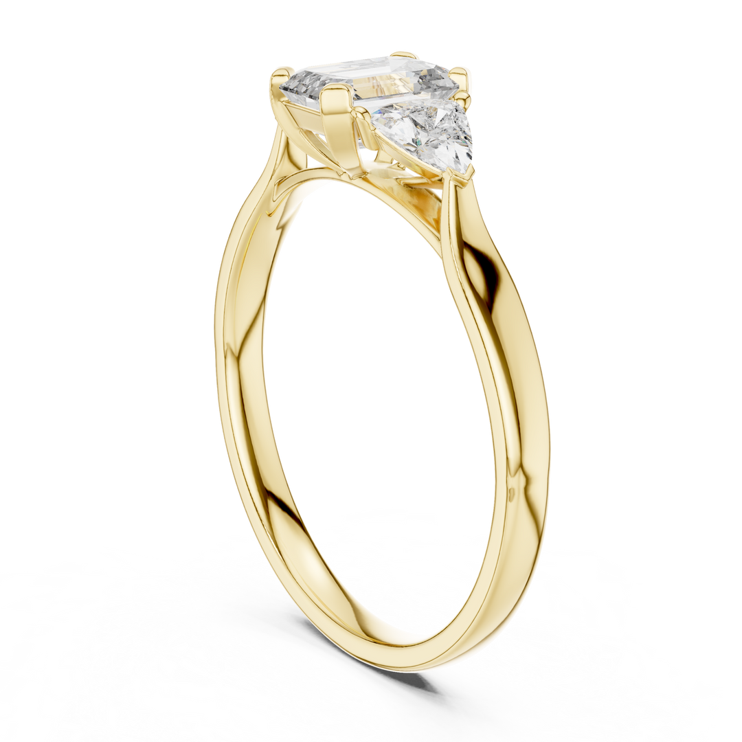 Emerald Trio lab grown diamond ring