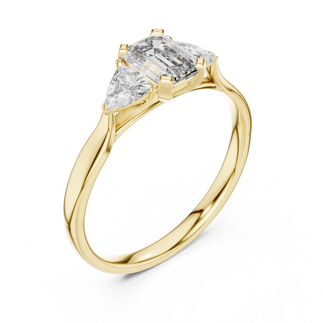 Emerald Trio lab grown diamond ring