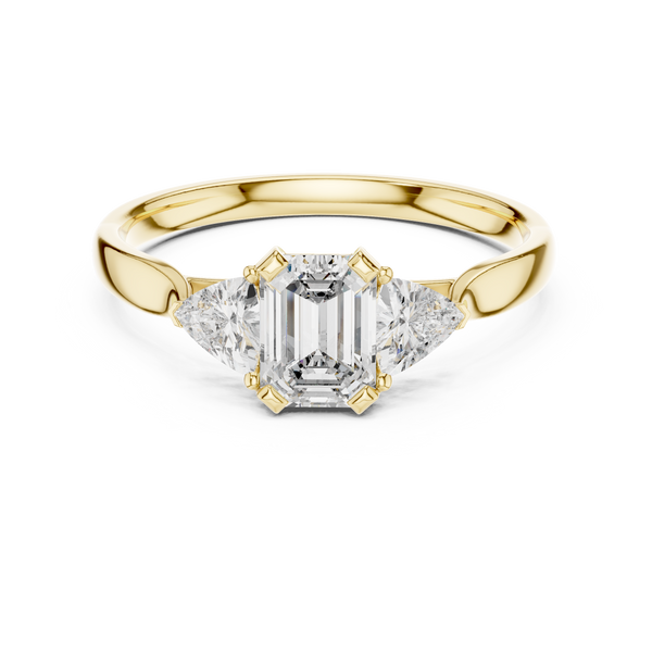 Emerald Trio lab grown diamond ring