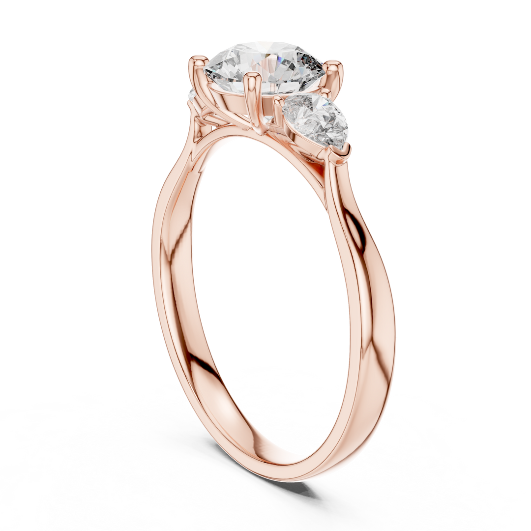 Pear Trio lab grown diamond ring