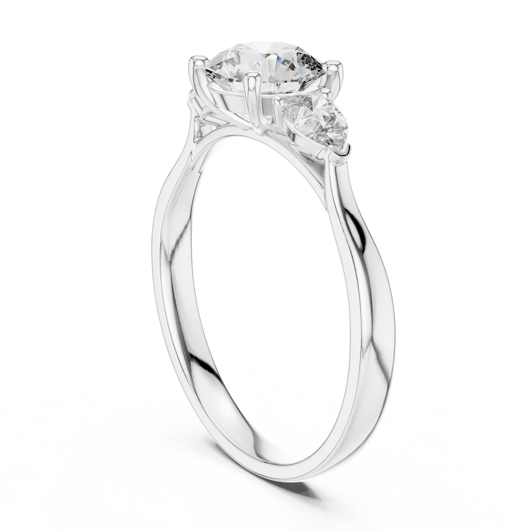 Pear Trio lab grown diamond ring
