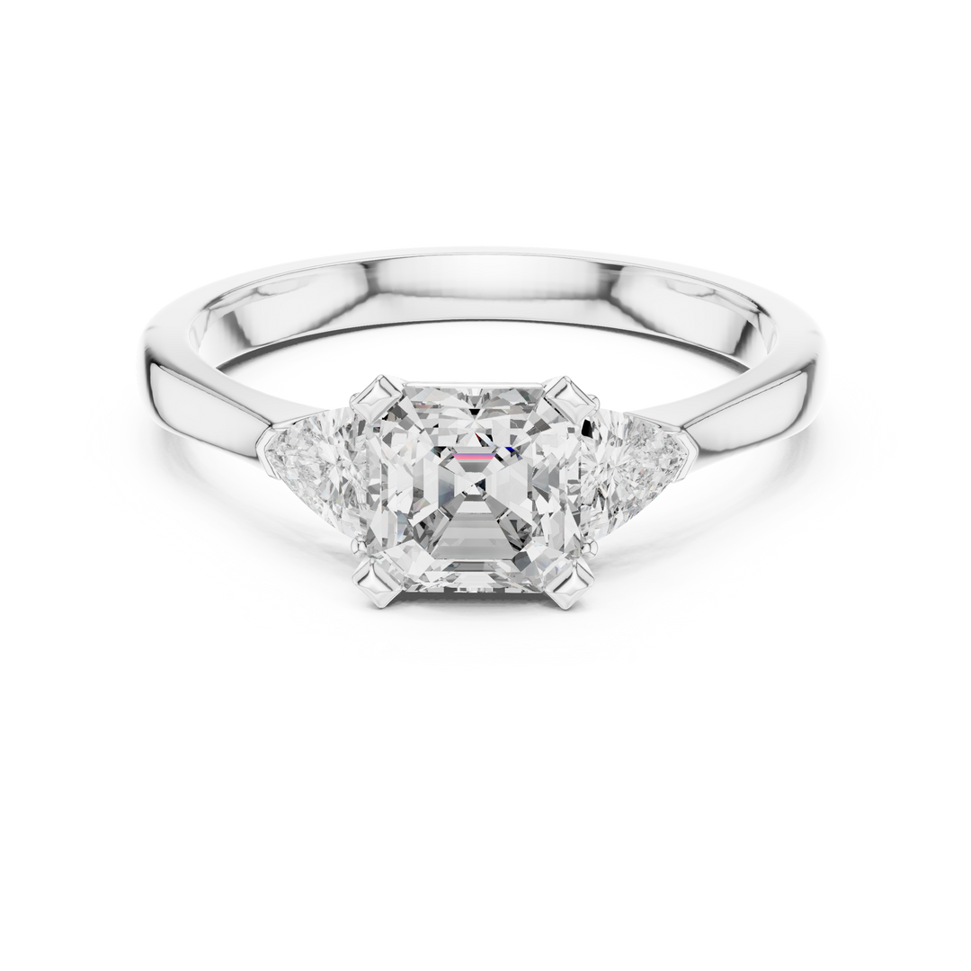 Radiant Pear Trio lab grown diamond ring