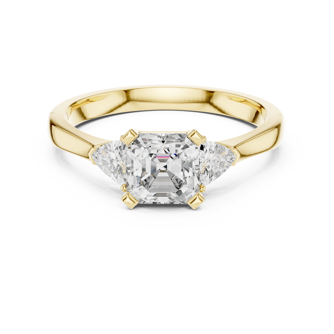 Radiant Pear Trio lab grown diamond ring