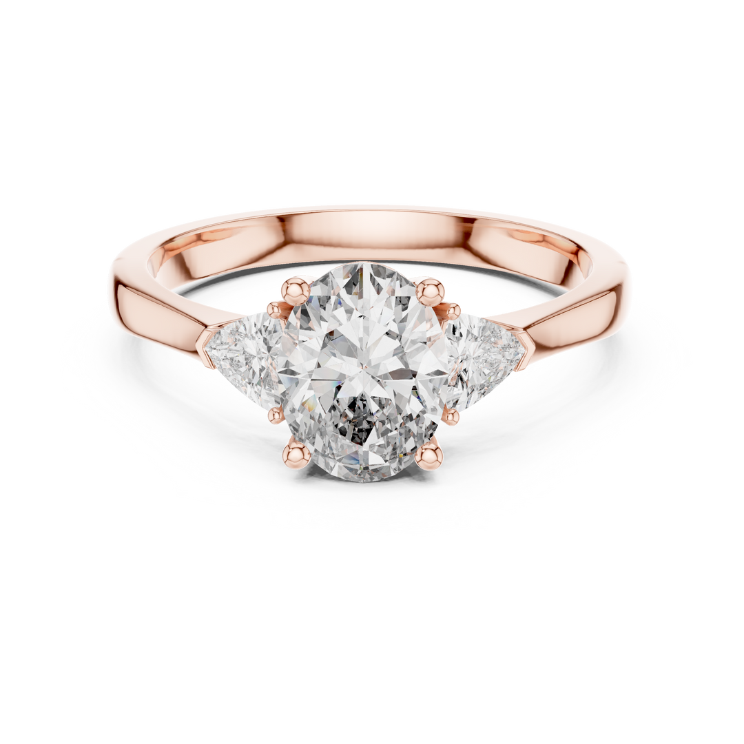 Oval Trapezoid Trio lab grown diamond ring