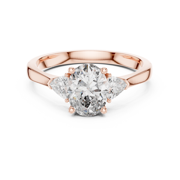 Oval Trapezoid Trio lab grown diamond ring