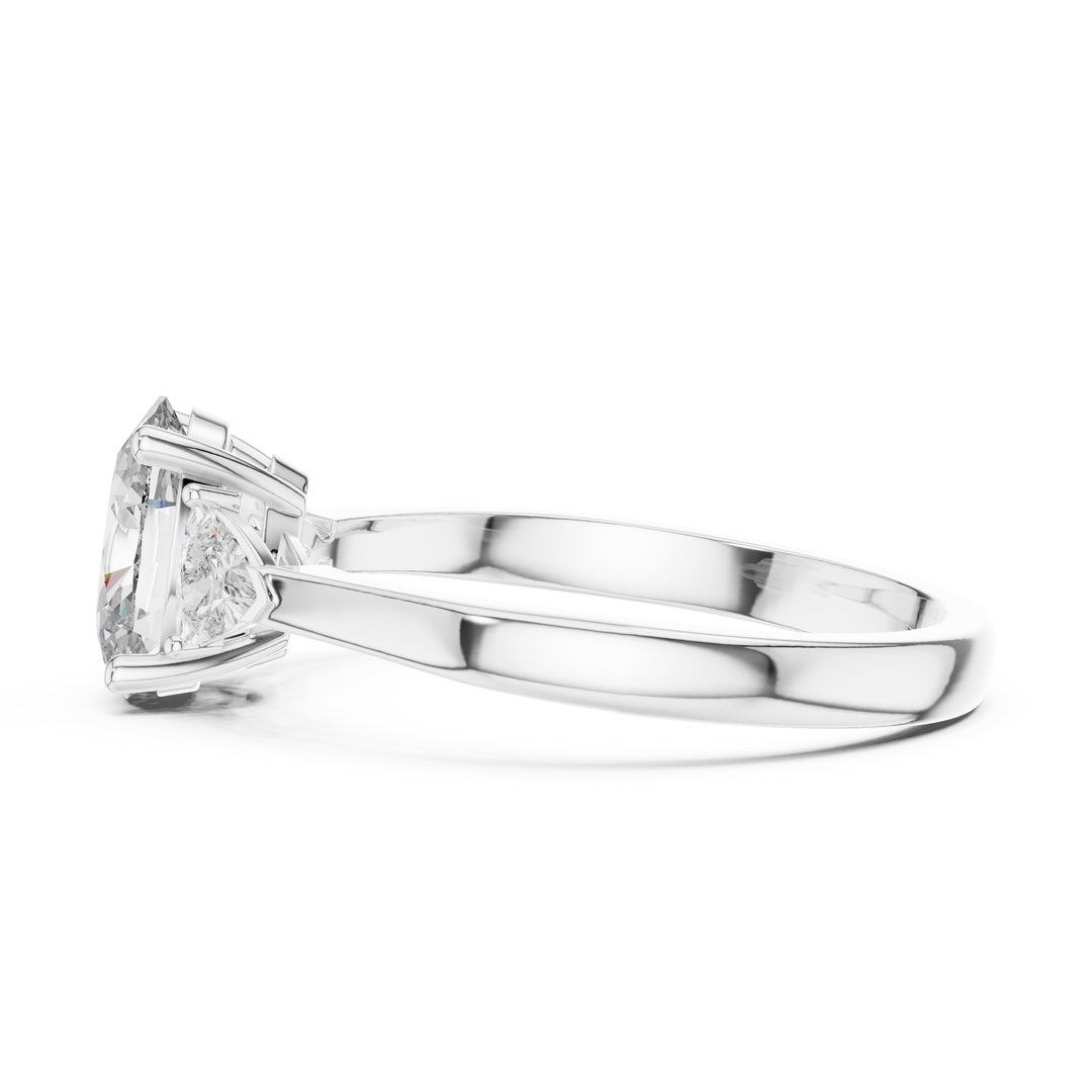 Oval Trapezoid Trio lab grown diamond ring