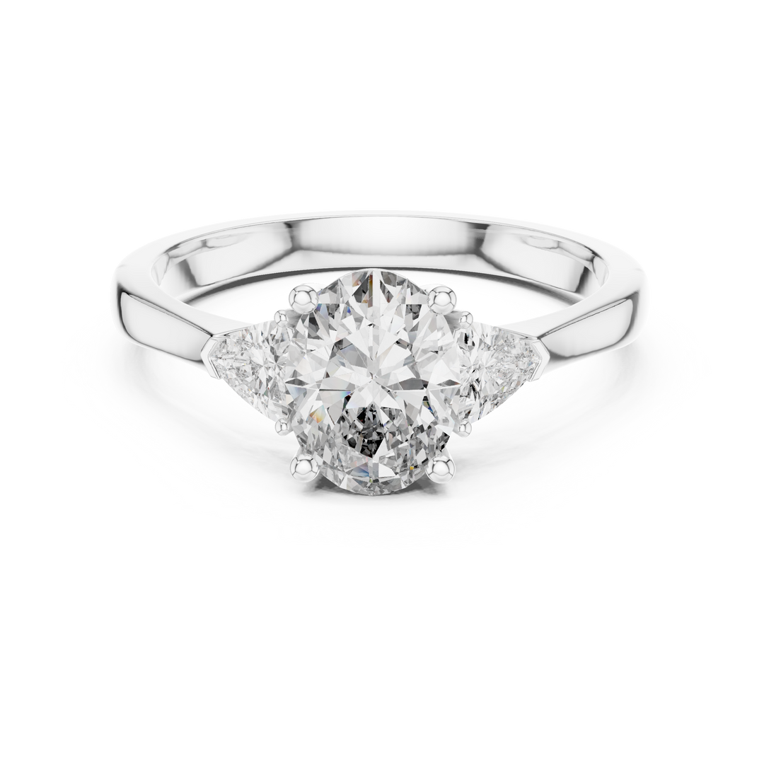 Oval Trapezoid Trio lab grown diamond ring
