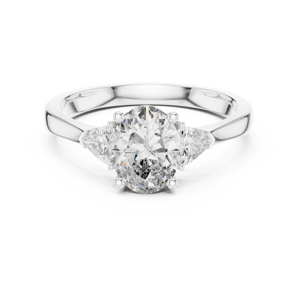 Oval Trapezoid Trio lab grown diamond ring