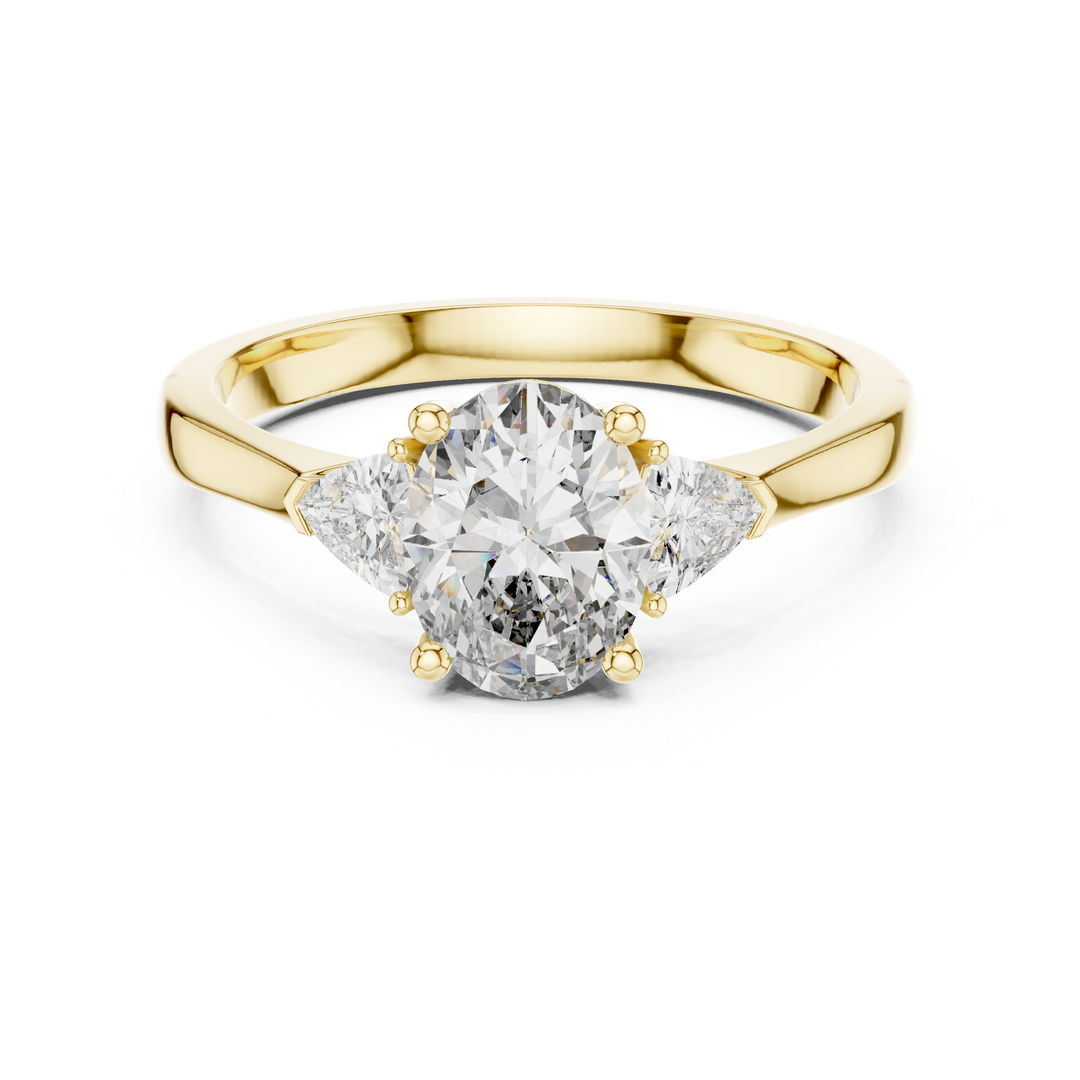 Oval Trapezoid Trio lab grown diamond ring
