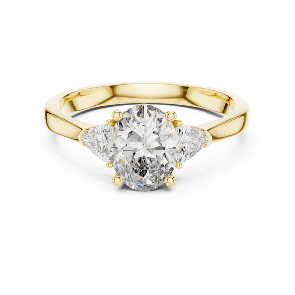 Oval Trapezoid Trio lab grown diamond ring
