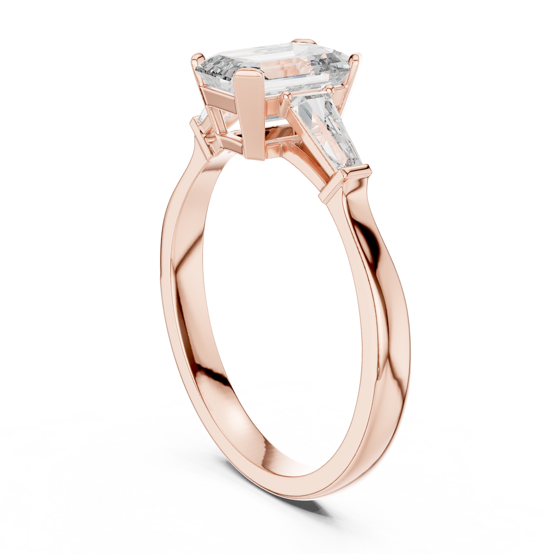 Emerald Deco lab grown diamond ring