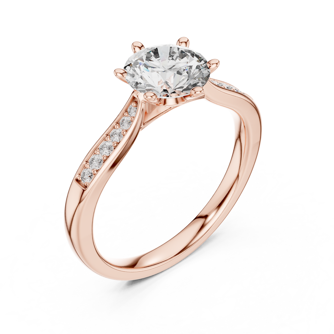 Pavé Sweep Solitaire lab grown diamond ring