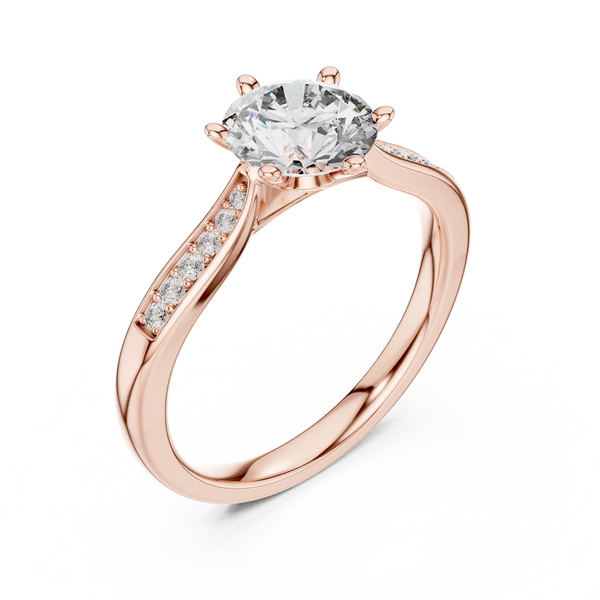 Pavé Sweep Solitaire lab grown diamond ring