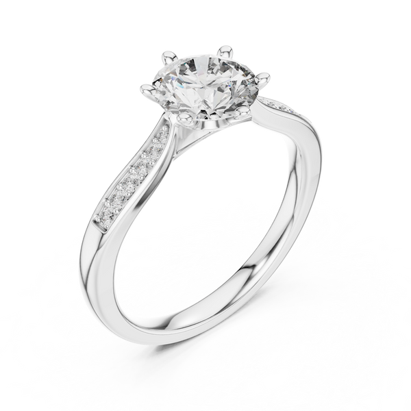 Pavé Sweep Solitaire lab grown diamond ring