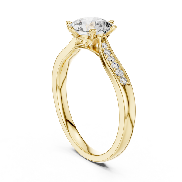 Pavé Sweep Solitaire lab grown diamond ring