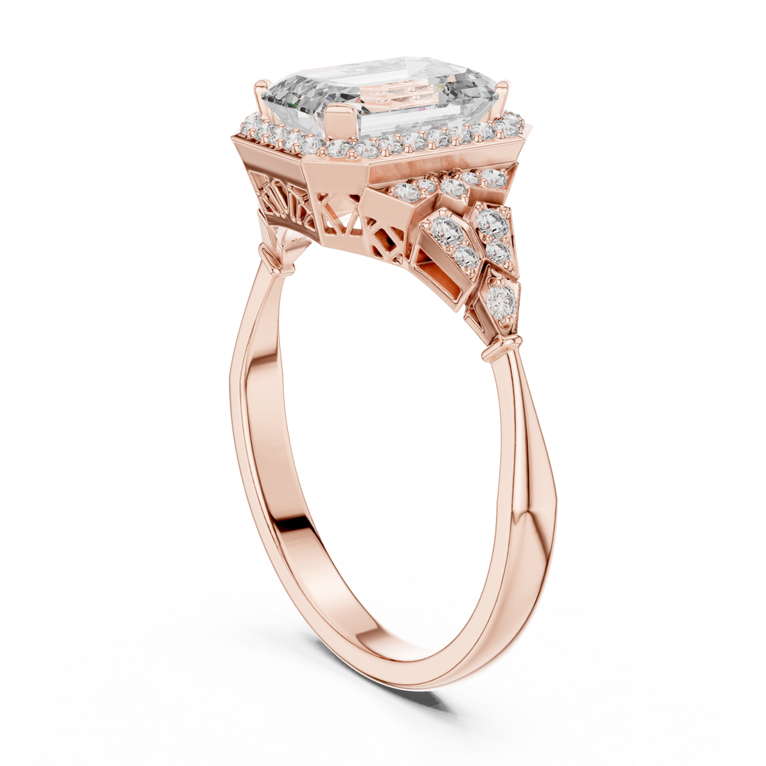 Heirloom Emerald Pavé lab grown diamond ring