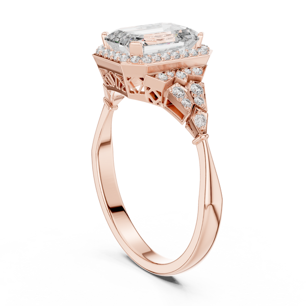 Heirloom Emerald Pavé lab grown diamond ring