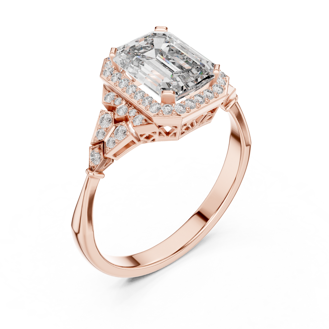 Heirloom Emerald Pavé lab grown diamond ring