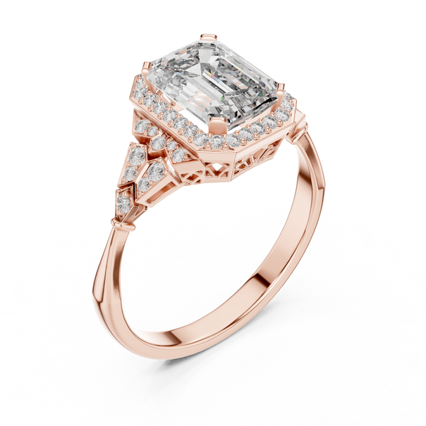 Heirloom Emerald Pavé lab grown diamond ring